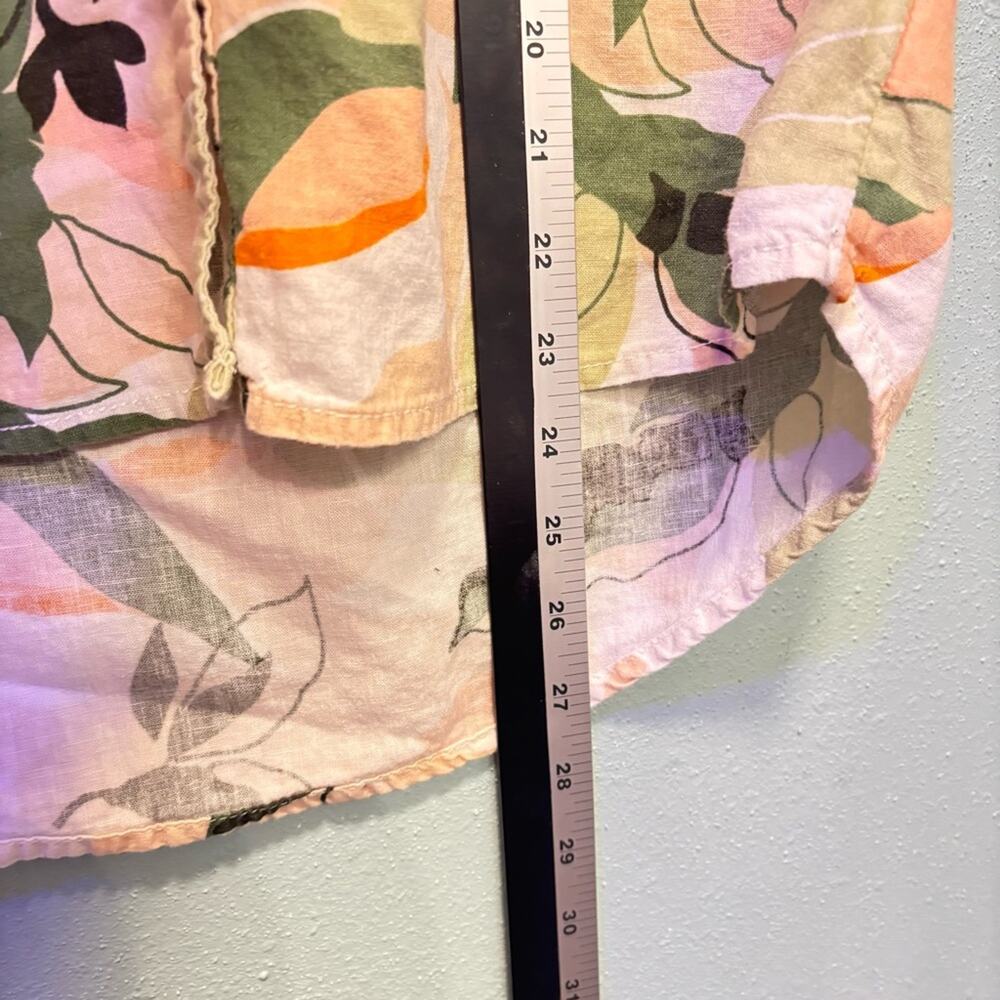 Nicole Miller Linen Blend Tropical Leaf Sleeveless Top Size Small - Picture 7 of 7